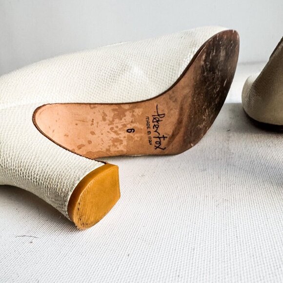 Peter Fox Nude Leather Classic Round Toe Heels w Slight Sheen 6 - Picture 9 of 12